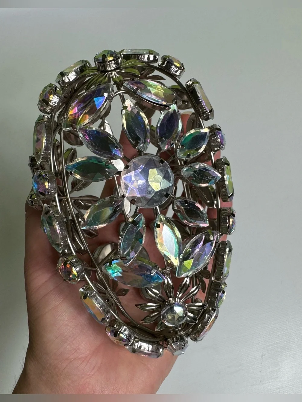 Pier 1 vintage rare rhinestone egg ornament borealis